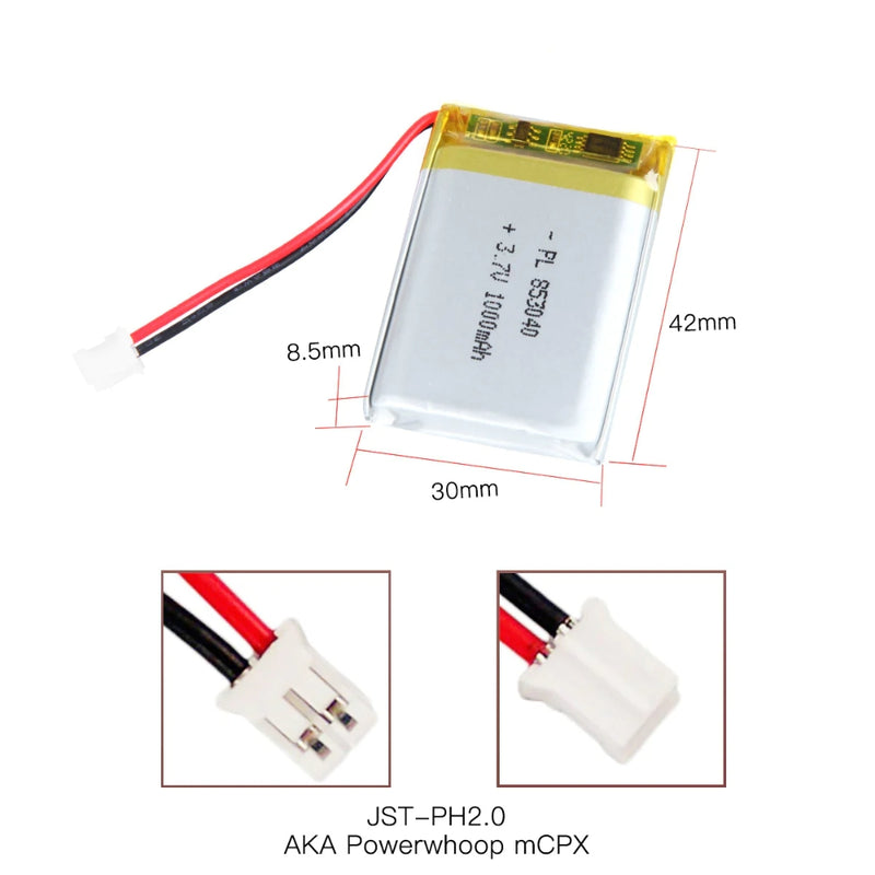 Load image into Gallery viewer, [PH2.0-JST Connector][853040] Universal 1000mAh 3.7V Rechargeable Li-Ion Lithium Polymer Battery - Polar Tech Australia
