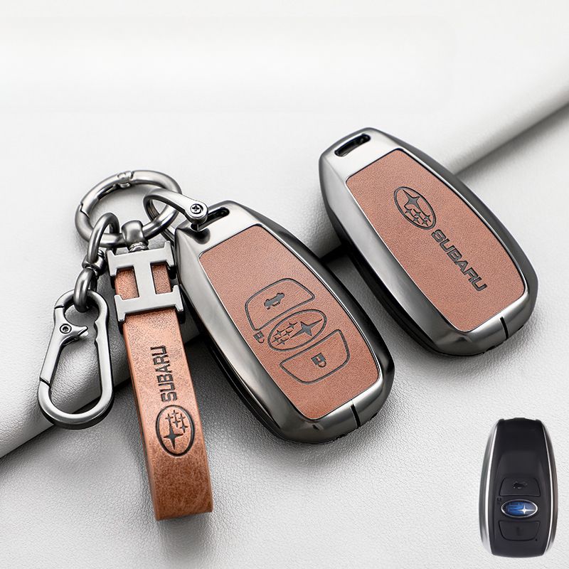 Chargez l&#39;image dans la visionneuse de la galerie, Subaru Zinc Alloy + PU Leather Car Key Fob Protective Cover Case For Outback, Forester, Impreza, WRX, XV, Crosstrek, Legacy - Polar Tech Australia
