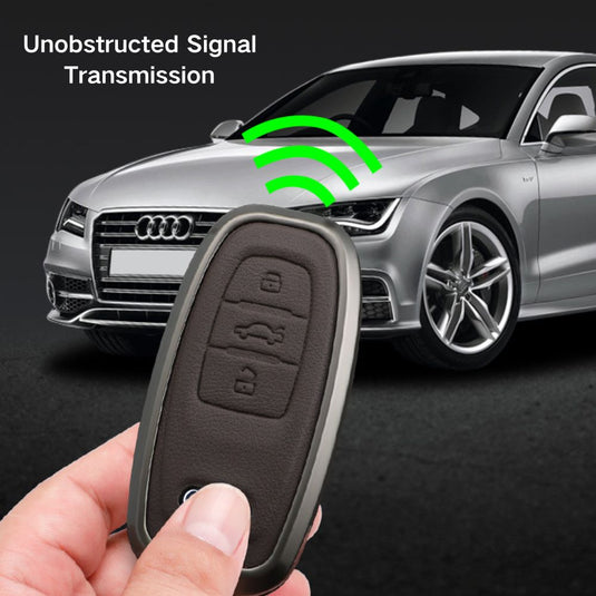 Audi Zinc Alloy + Leather Car Key Fob Case Cover For A4, A5, A6,A8, Q2, Q5, Q7