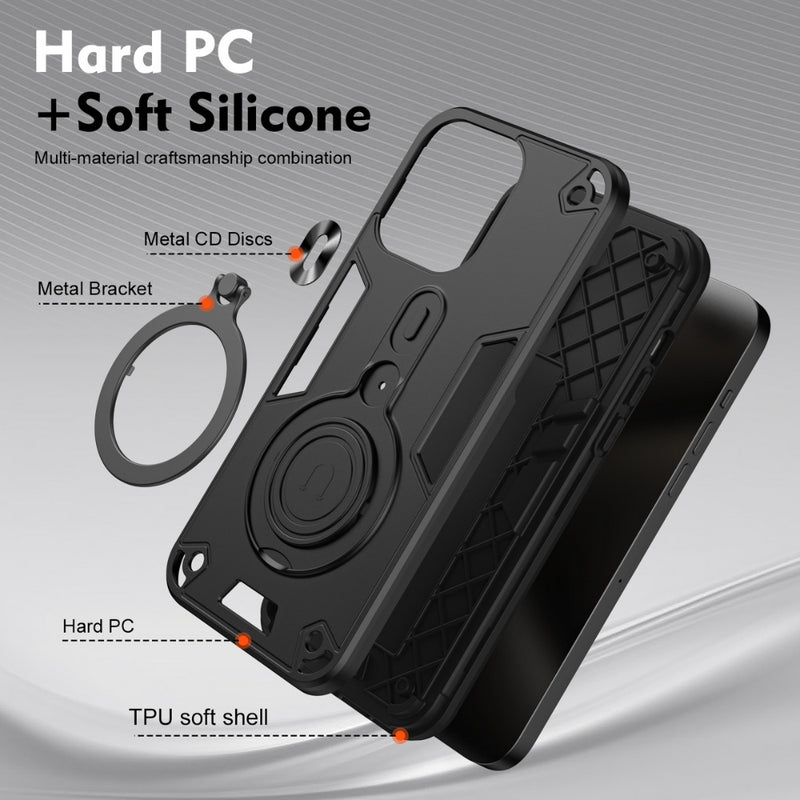 Chargez l&#39;image dans la visionneuse de la galerie, Nothing Phone (2) - Metal Ring 360 Degree Rotating Holder PC Hybrid TPU Phone Case
