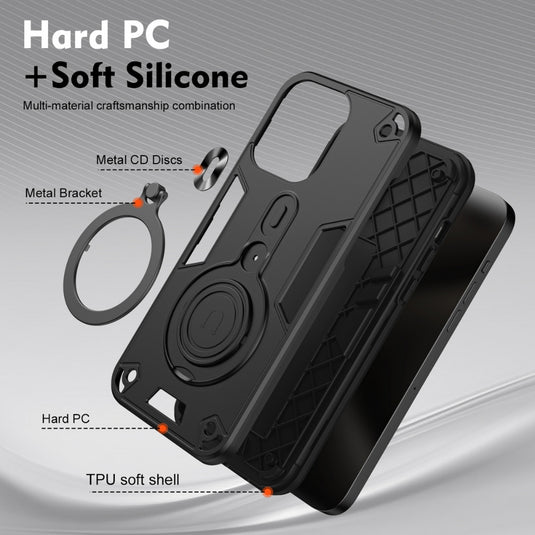 Nothing Phone (2) - Metal Ring 360 Degree Rotating Holder PC Hybrid TPU Phone Case