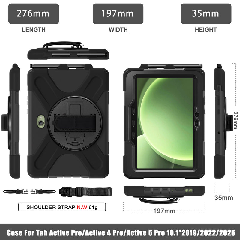 Chargez l&#39;image dans la visionneuse de la galerie, Samsung Galaxy Tab Active Pro / Active 4 Pro / Active 5 Pro Series - Heavy Duty 360 Degree Rotate Stand Hand Strap Case With Shoulder Strap - Polar Tech Australia
