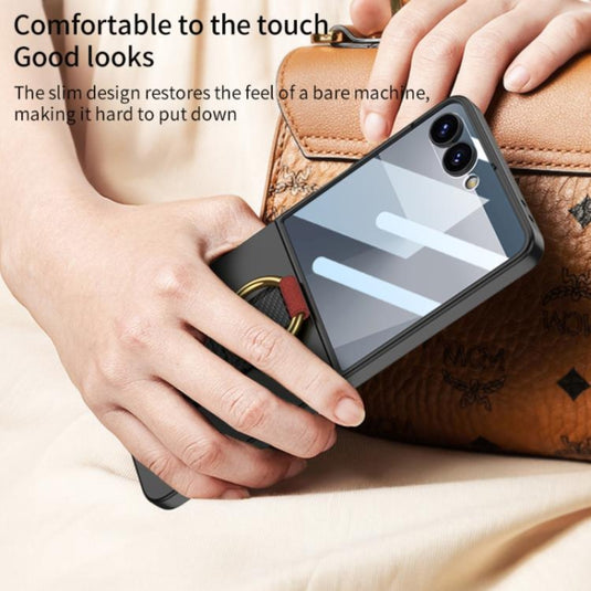 Samsung Galaxy Z Flip7 5G - Integrated Ultrathin Shockproof Phone Case with Ring Wrist Strap