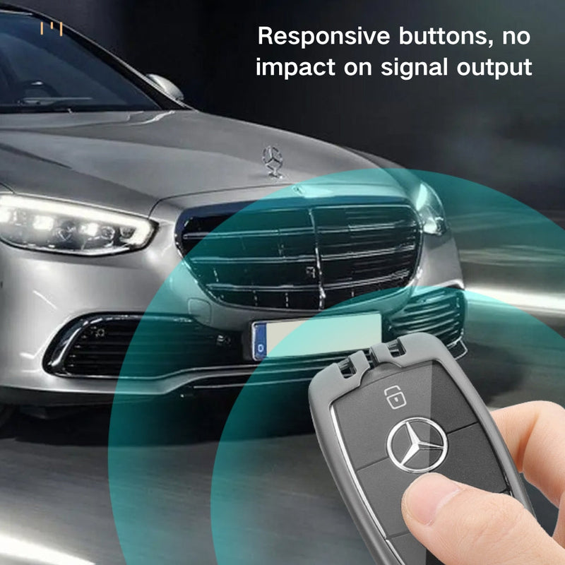 Load image into Gallery viewer, Mercedes Benz Alloy + Leather Protection Car Key Fob Case Cover For Benz A, B, C, E, S, G-Class, GLA, GLB, GLC, GLE, GLS, CLA, CLS, EQC - Polar Tech Australia
