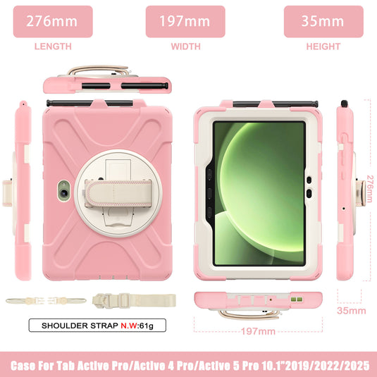 Samsung Galaxy Tab Active Pro / Active 4 Pro / Active 5 Pro Series - Heavy Duty 360 Degree Rotate Stand Hand Strap Case With Shoulder Strap - Polar Tech Australia