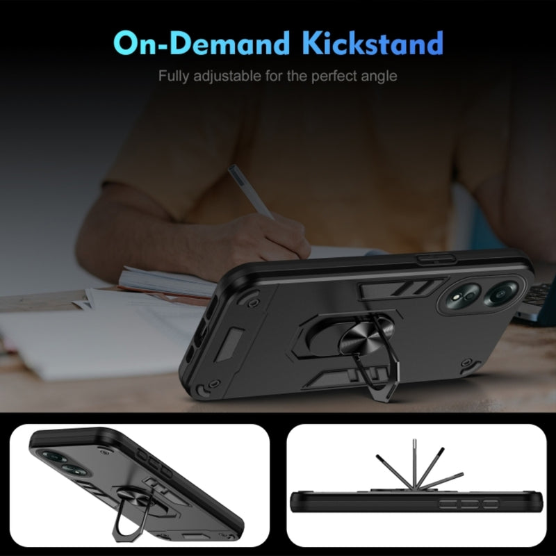 Load image into Gallery viewer, OPPO A17 (CPH2477) - Shockproof Metal Ring Holder Phone Case - Polar Tech Australia
