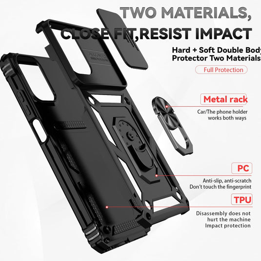 [Magnetic Ring Kickstand][Slide Camera Cover] Motorola Moto G 5G 2024 - Shield Shockproof Rugged Heavy Duty Case - Polar Tech Australia