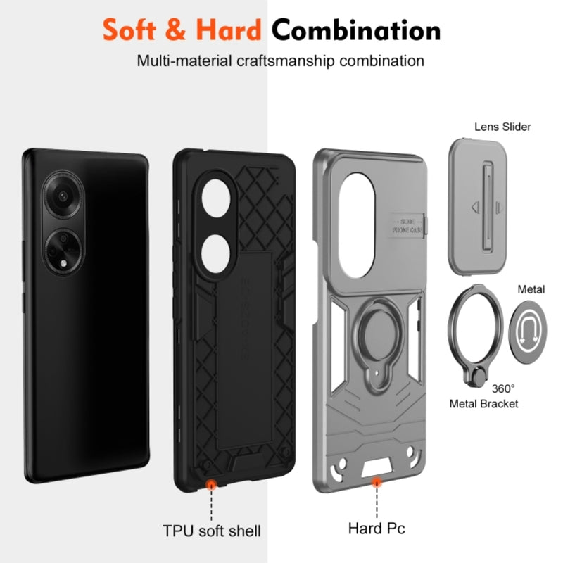 Load image into Gallery viewer, OPPO A78 4G (CPH2565) - Heavy Duty Ring Holder Case with Shockproof &amp; Camera Guard Design - Polar Tech Australia
