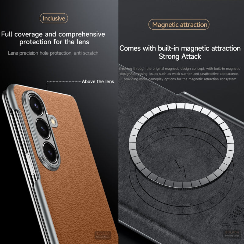 Chargez l&#39;image dans la visionneuse de la galerie, Samsung Galaxy Z Fold7 5G - SULADA Frameless Cowhide Leather PC Phone Case
