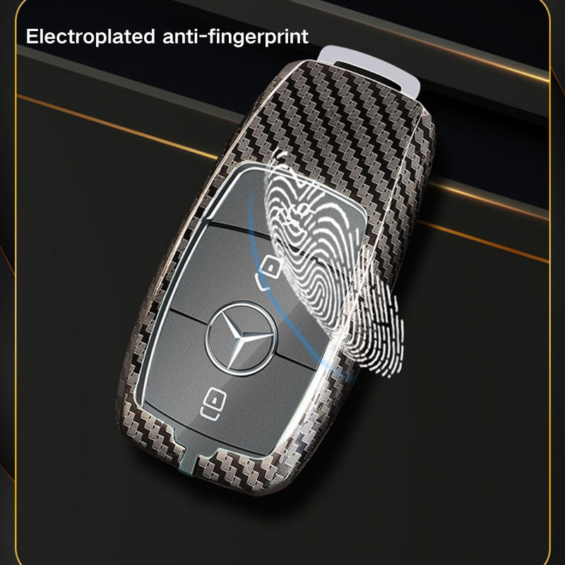 Load image into Gallery viewer, Mercedes Benz Carbon Fiber Metal Protective Car Key Fob Case Cover For Benz A, B, C, E, GLC, GLE
