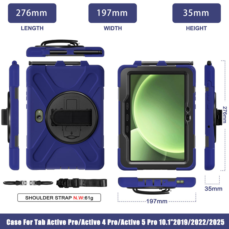Chargez l&#39;image dans la visionneuse de la galerie, Samsung Galaxy Tab Active Pro / Active 4 Pro / Active 5 Pro Series - Heavy Duty 360 Degree Rotate Stand Hand Strap Case With Shoulder Strap - Polar Tech Australia
