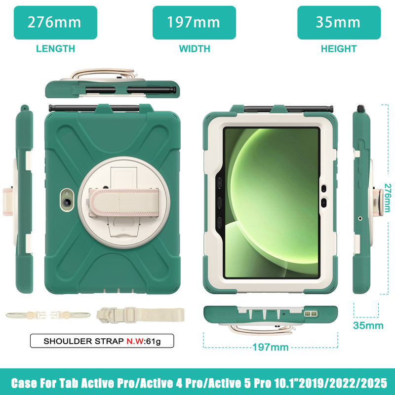 Chargez l&#39;image dans la visionneuse de la galerie, Samsung Galaxy Tab Active Pro / Active 4 Pro / Active 5 Pro Series - Heavy Duty 360 Degree Rotate Stand Hand Strap Case With Shoulder Strap - Polar Tech Australia

