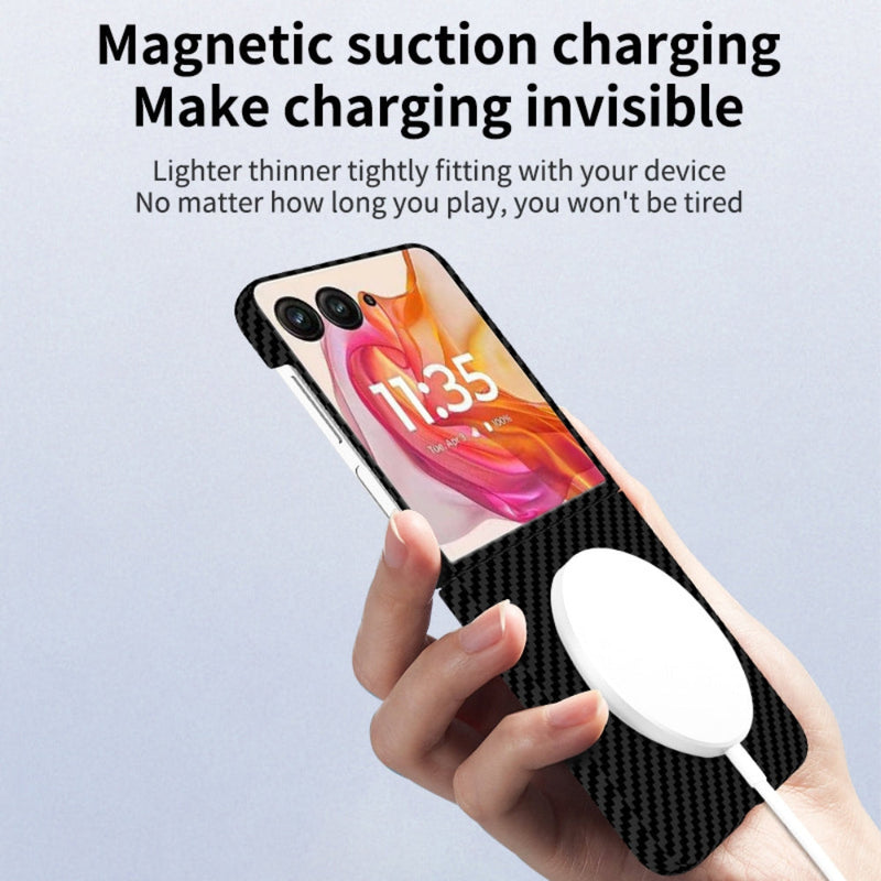 Chargez l&#39;image dans la visionneuse de la galerie, [360° Rotating Bracket] Motorola Razr 50/Ultra - Carbon Fiber Style MagSafe Magnetic Shockproof Protective Case - Polar Tech Australia
