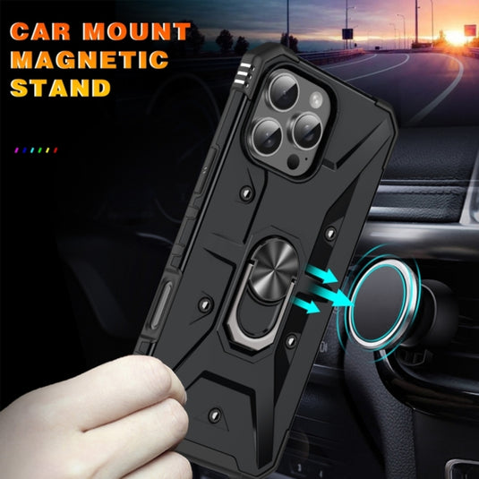 Apple iPhone 16 Pro - Heavy Duty Armor Case With Ring Holder Stand