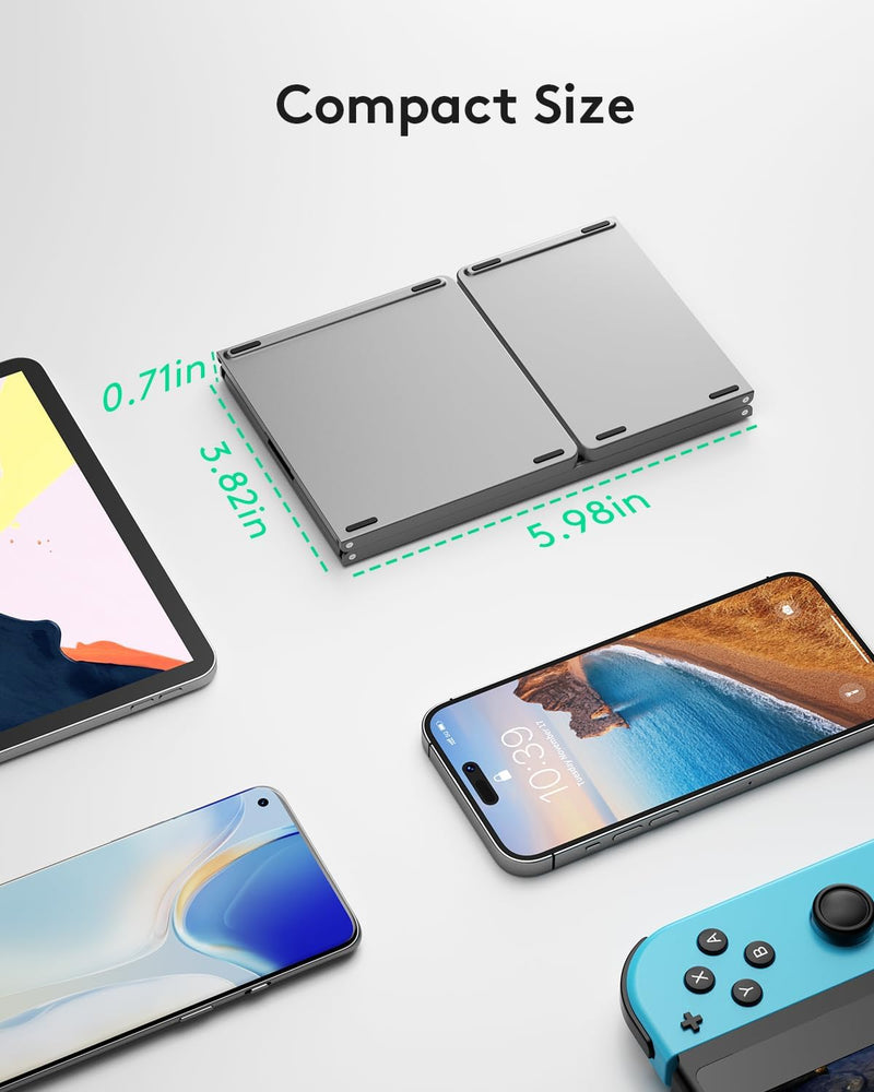Cargue la imagen en el visor de la galería, Foldable Bluetooth Keyboard with Touchpad Portable Wireless Keyboard , Rechargeable Full Size Ultra Slim Pocket Folding Keyboard for Android Windows iOS Tablet And Mobile Phone - Polar Tech Australia
