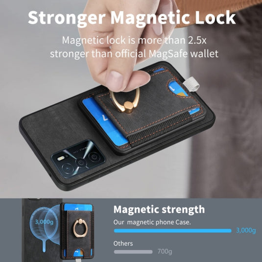 OPPO A38 4G/A18 4G - Retro Splitable Magnetic Card Bag Leather Phone Case - Polar Tech Australia