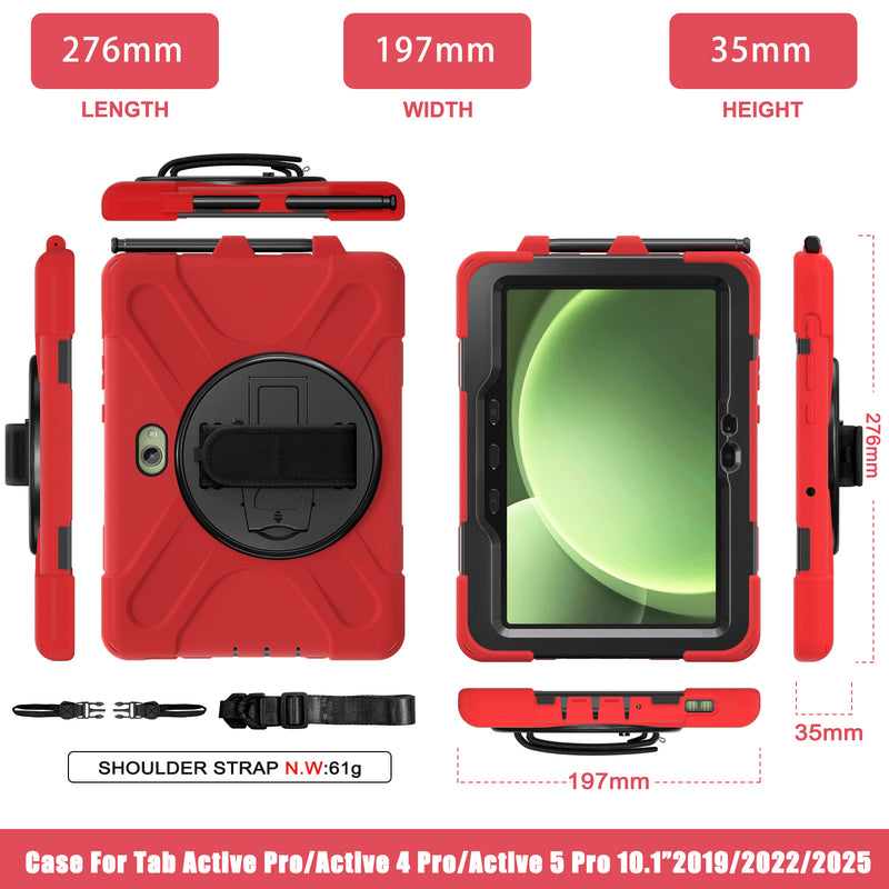 Chargez l&#39;image dans la visionneuse de la galerie, Samsung Galaxy Tab Active Pro / Active 4 Pro / Active 5 Pro Series - Heavy Duty 360 Degree Rotate Stand Hand Strap Case With Shoulder Strap - Polar Tech Australia
