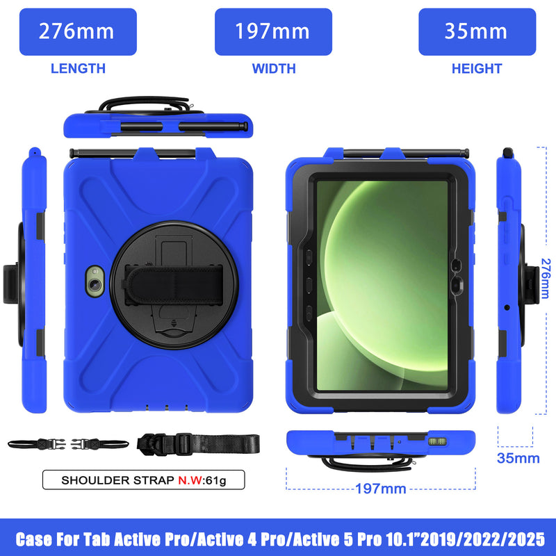 Chargez l&#39;image dans la visionneuse de la galerie, Samsung Galaxy Tab Active Pro / Active 4 Pro / Active 5 Pro Series - Heavy Duty 360 Degree Rotate Stand Hand Strap Case With Shoulder Strap - Polar Tech Australia
