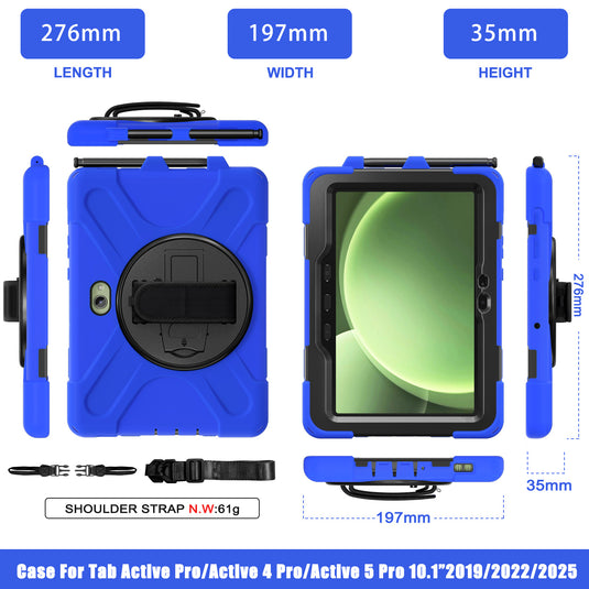 Samsung Galaxy Tab Active Pro / Active 4 Pro / Active 5 Pro Series - Heavy Duty 360 Degree Rotate Stand Hand Strap Case With Shoulder Strap - Polar Tech Australia