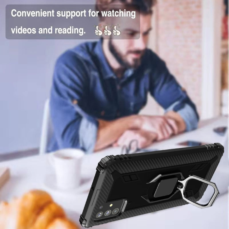 Cargue la imagen en el visor de la galería, OPPO A91 / Reno3 - Carbon Fiber Protective Case with 360 Degree Rotating Ring Holder - Polar Tech Australia
