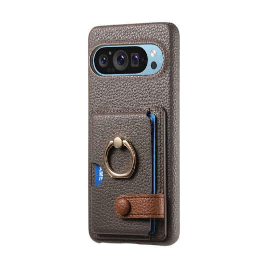 Google Pixel 10 / 10 Pro - Retro PU Leather Shockproof Phone Case with Ring Holder & Card Slot