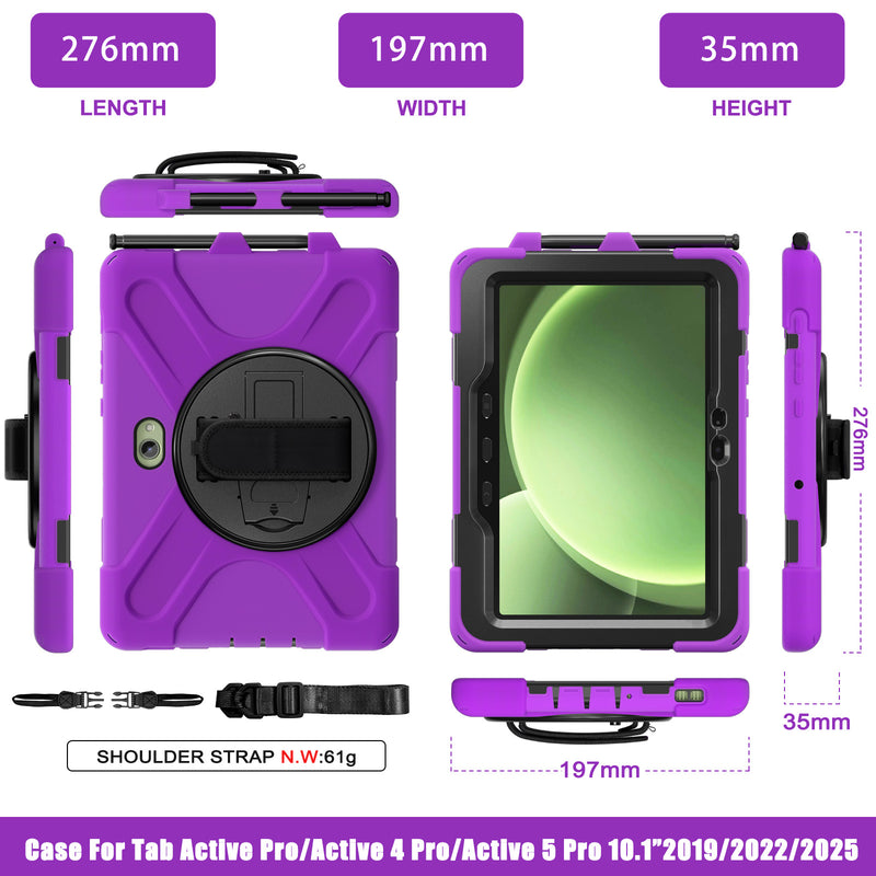 Chargez l&#39;image dans la visionneuse de la galerie, Samsung Galaxy Tab Active Pro / Active 4 Pro / Active 5 Pro Series - Heavy Duty 360 Degree Rotate Stand Hand Strap Case With Shoulder Strap - Polar Tech Australia
