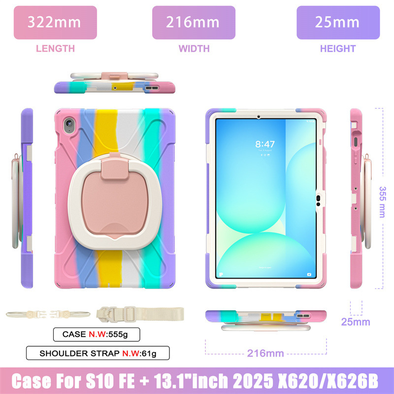 Chargez l&#39;image dans la visionneuse de la galerie, Samsung Tab S10 FE Plus 13.1&quot; 2025 - 360 Degree Rotation Heavy Duty EVA Kid Friendly Ring Holder Stand Case - i-Station Mobile Phone &amp; Electronic Device Repair and Accessories
