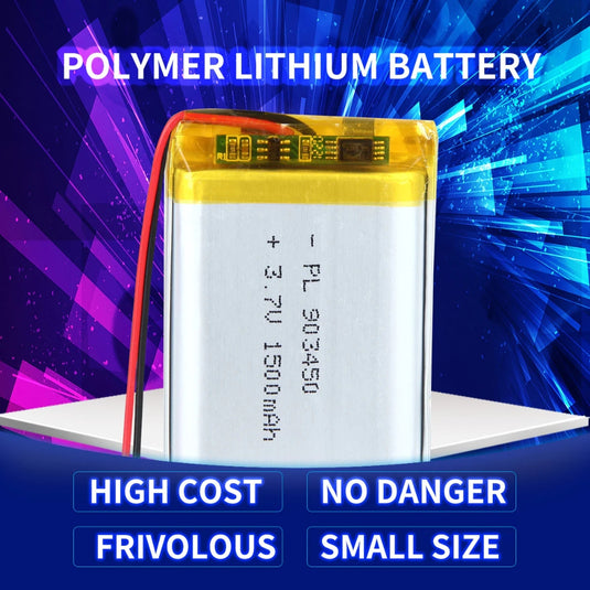 [PH2.0-JST Connector][903450] Universal 1500mAh 3.7V Rechargeable Li-Ion Lithium Polymer Battery - Polar Tech Australia