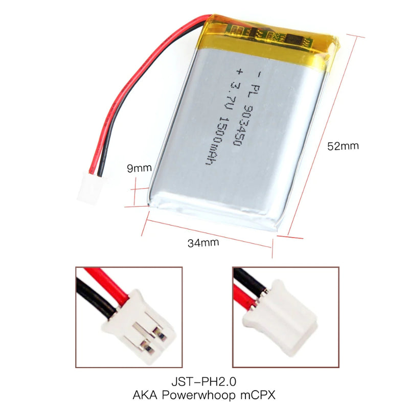 Load image into Gallery viewer, [PH2.0-JST Connector][903450] Universal 1500mAh 3.7V Rechargeable Li-Ion Lithium Polymer Battery - Polar Tech Australia
