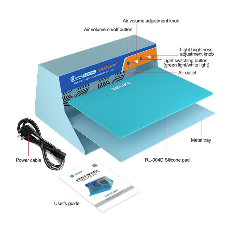 Cargue la imagen en el visor de la galería, [SS-917C Mini] SUNSHINE Dustless Dust-Free Workshop Worktable High Precision Dust Free Workbench With Dual Light - Polar Tech Australia
