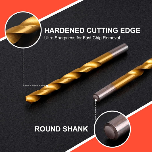 [99 in 1] High Speed Steel Titanium Twist Drill Bit Set for Steel, Wood, Plastic, Metal, Copper, Aluminum Alloy with Storage Case