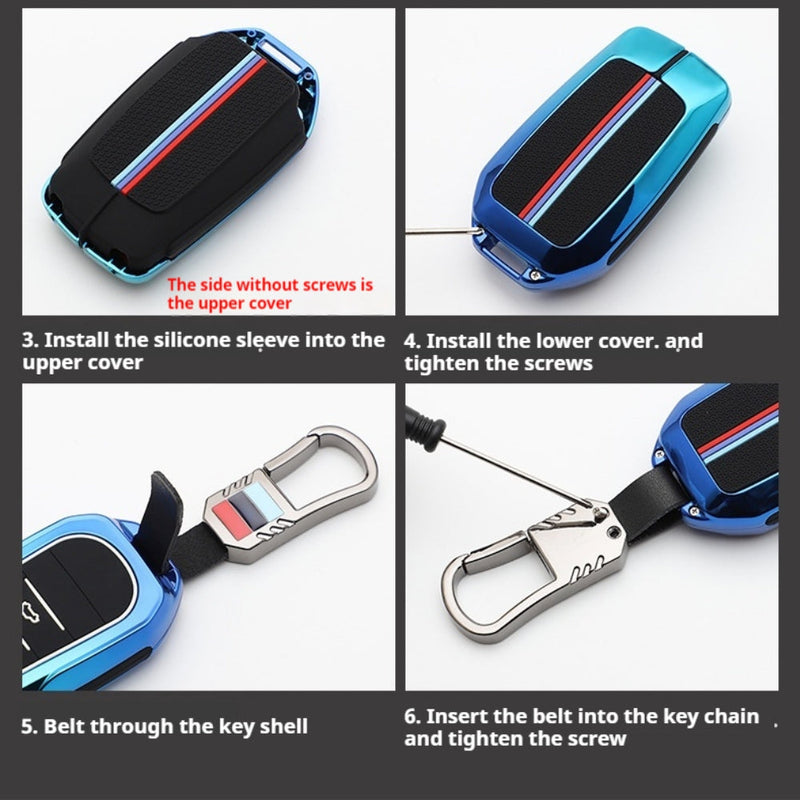Cargue la imagen en el visor de la galería, Mitsubishi Zinc Alloy + Silicone Car Key Fob Case Cover For Outlander, Eclipse Cross, ASX, Pajero, Lancer
