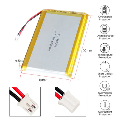 [PH2.0-JST Connector][956090] Universal 6500mAh 3.7V Rechargeable Li-Ion Lithium Polymer Battery - Polar Tech Australia
