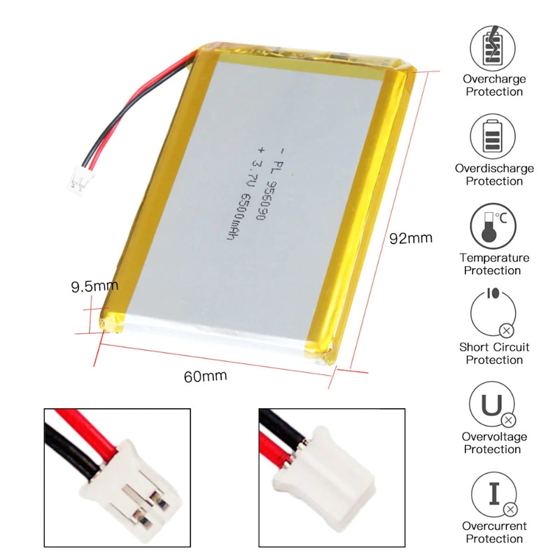Load image into Gallery viewer, [PH2.0-JST Connector][956090] Universal 6500mAh 3.7V Rechargeable Li-Ion Lithium Polymer Battery - Polar Tech Australia
