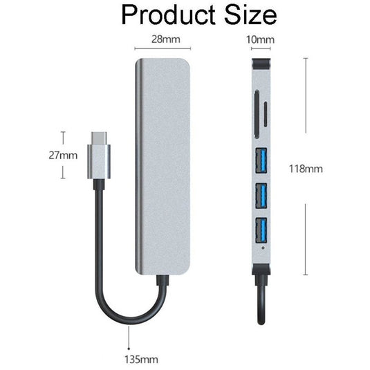 [7 in 1] Universal MacBook Laptop USB-C Type-C Dock Station 100W PD Charging Extension Hub