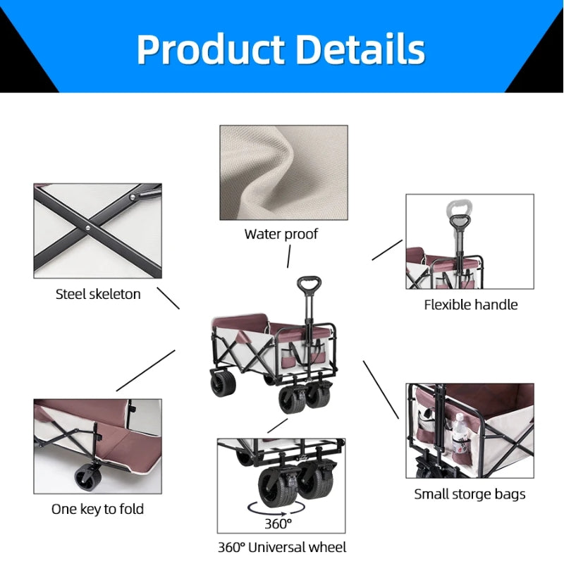 Chargez l&#39;image dans la visionneuse de la galerie, Extender Folding Cart Outdoor Extra Long Utility Large Capacity Wagon Cart Camping Picnic Trolley Beach Collapse Folding Cart - Polar Tech Australia
