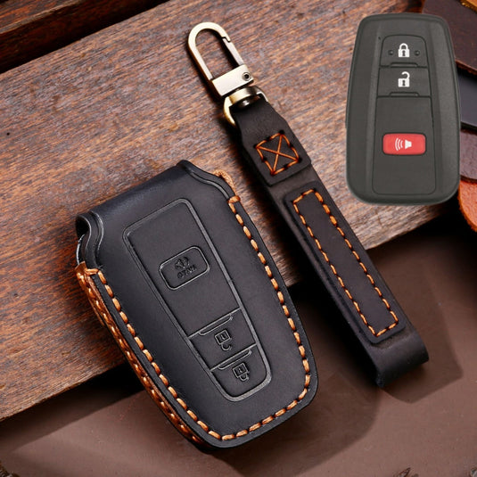 Toyota Handcrafted Genuine Leather Car Key Fob Protective Case Cover For Camry, C-HR, Corolla, RAV4, Avalon, Land Cruiser, Prado, Prius - Polar Tech Australia