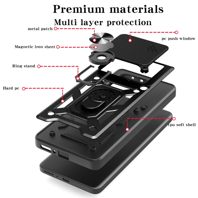 Cargue la imagen en el visor de la galería, Motorola Moto Edge 60 Fusion - Heavy Duty Ring Holder Case with Shockproof &amp; Camera Guard Design - Polar Tech Australia
