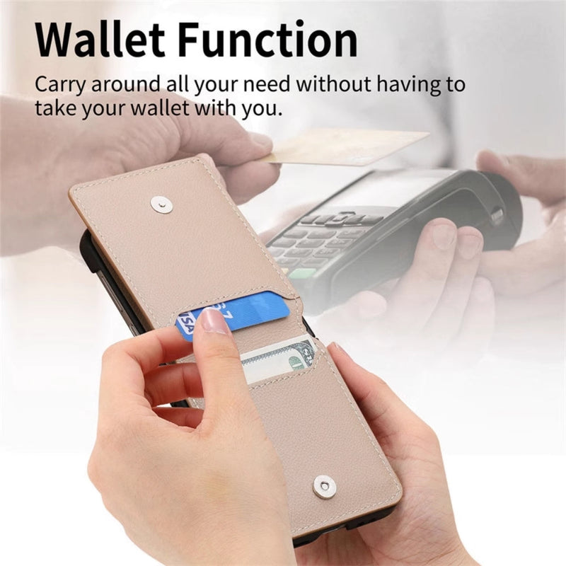 Cargue la imagen en el visor de la galería, [With Card Slot] Motorola Razr 50/Ultra - Litchi Texture Leather Ring Wallet Phone Case - Polar Tech Australia
