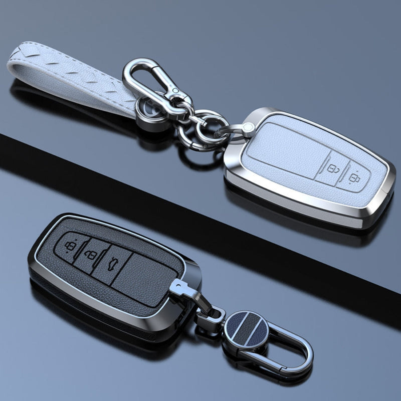 Load image into Gallery viewer, Toyota Zinc Alloy Leather Car Key Fob Case Cover For Camry, C-HR, Corolla, RAV4, Avalon, Land Cruiser, Prado, Prius - Polar Tech Australia
