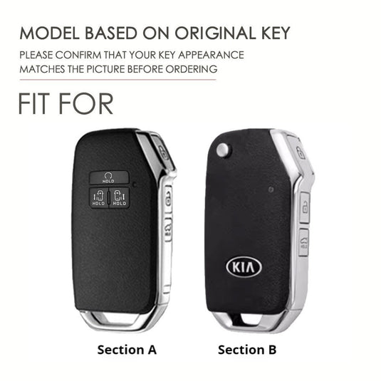 Kia Zinc Alloy Leather Car Key Protection Fob Case Cover For Sportage, Carnival, Sedona, K3, K4, K5