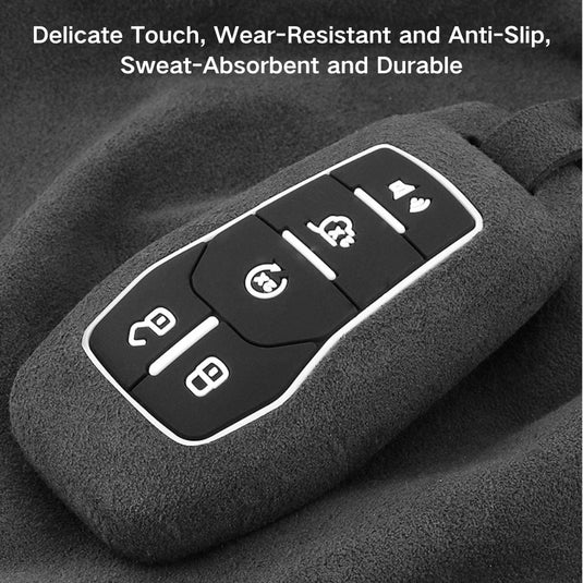 Ford High-Quality Suede Car Key Fob Protective Case Cover For Fusion, Mondeo, Mustang, Explorer, Edge, EcoSport