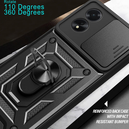 OPPO A98 5G (CPH2529) - Shockproof Armour Heavy Duty Phone Case with Ring Holder & Camera Protection - Polar Tech Australia