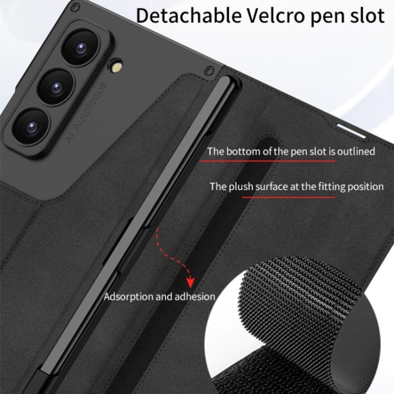 Cargue la imagen en el visor de la galería, Samsung Galaxy Z Fold7 5G - GKK Integrated Armor Flip Leather Case with Pen Slot, Stylus Not Included
