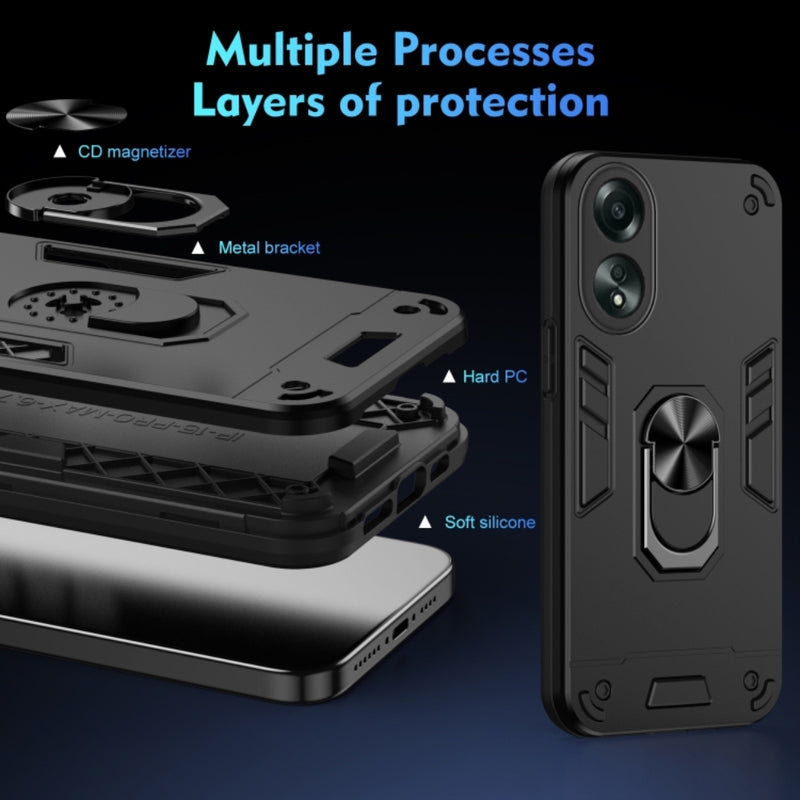 Load image into Gallery viewer, OPPO A17 (CPH2477) - Shockproof Metal Ring Holder Phone Case - Polar Tech Australia
