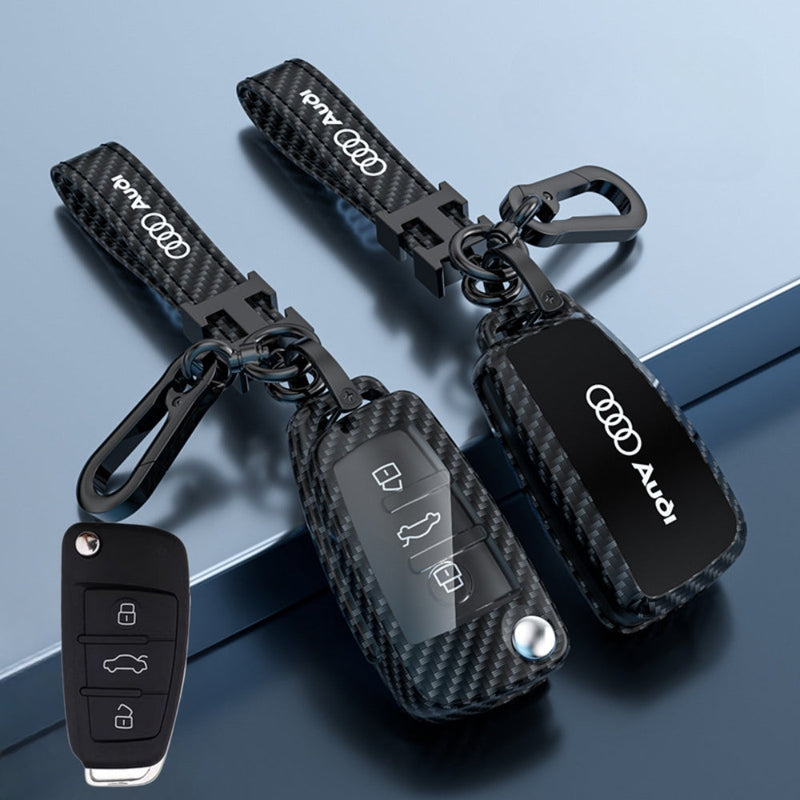 Chargez l&#39;image dans la visionneuse de la galerie, Audi Zinc Alloy + Carbon Fiber Texture Car Key Fob Case Cover For A3, A4, A5, A6, Q2, Q3, Q5, Q7, Q8, e-tron
