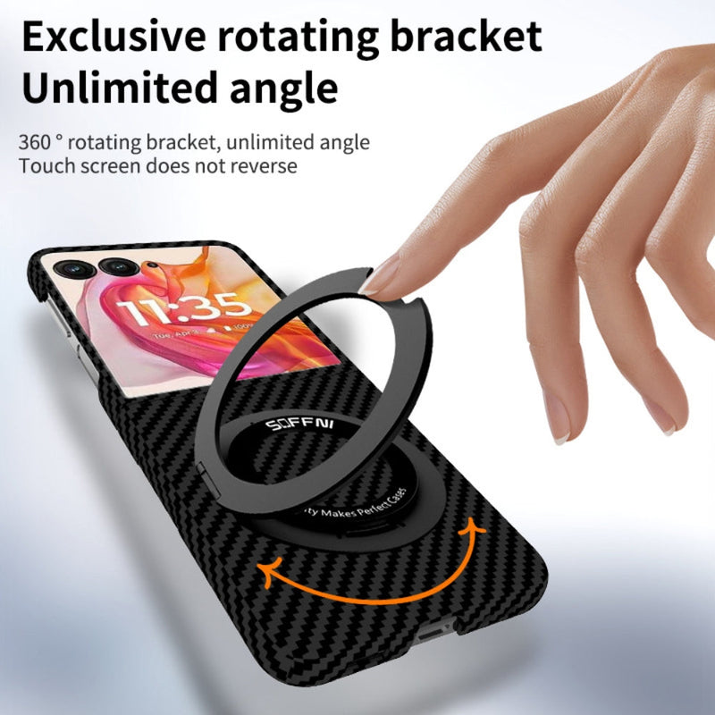 Cargue la imagen en el visor de la galería, [360° Rotating Bracket] Motorola Razr 40/Ultra - Carbon Fiber Style MagSafe Magnetic Shockproof Protective Case - Polar Tech Australia
