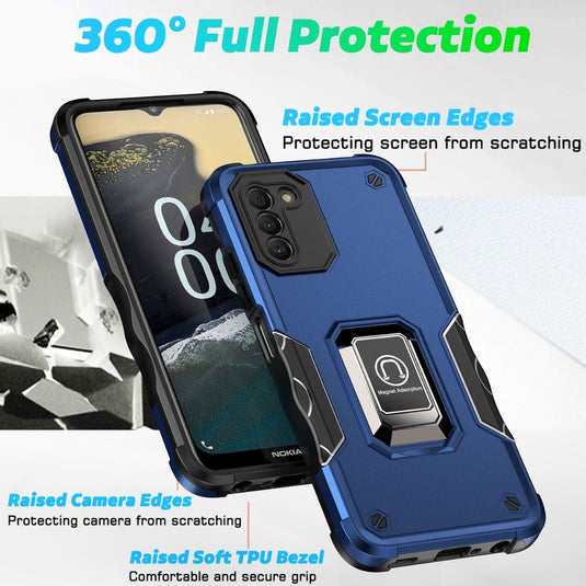 Nokia X100 - Non-slip Shockproof Armor Phone Case with Ring Holder
