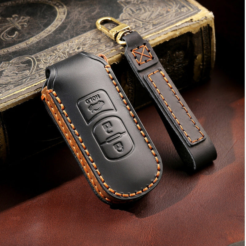 Cargue la imagen en el visor de la galería, Mazda Handcrafted Genuine Leather Folding Car Key Fob Case Cover For CX-5, CX-4, CX-3
