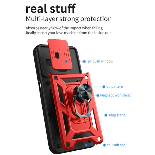 Nokia C21 - Heavy Duty Ring Holder Case with Shockproof & Camera Guard Design
